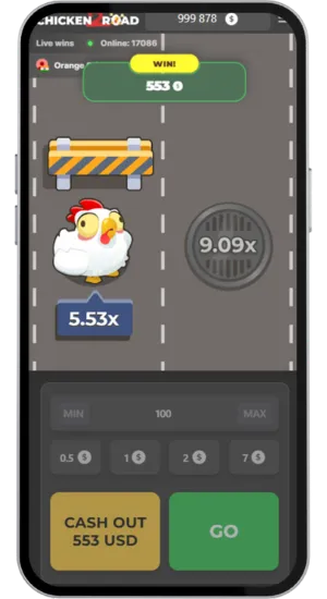 Chicken crossing the road in Chicken Road 2 UK edition