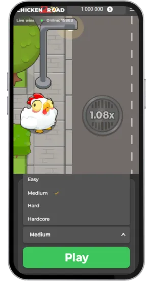 Réglage de la mise et du niveau de difficulté dans Chicken Road 2