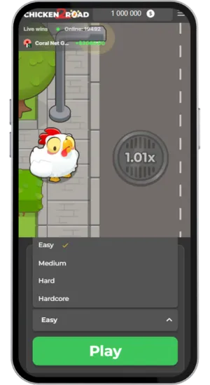 Ustawianie stawki i poziomu trudności w Chicken Road 2